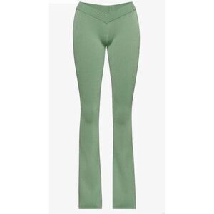 SER.O.YA Lux Pants Green Ribbed Flare V Waist Knit Mid Rise Bottoms Sz S